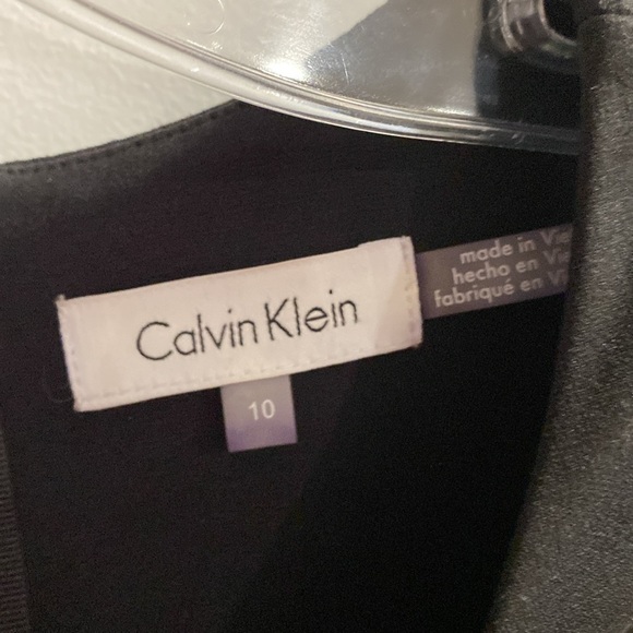 CALVIN KLEIN black shift dress gold zipper detail trim 10 - Picture 2 of 4